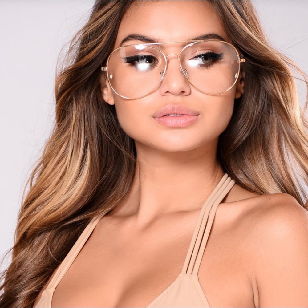 Clear Glasses -Shiny Gold